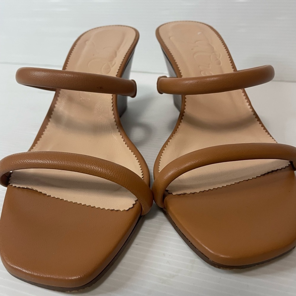 J.Crew Double-strap stacked wedges in leather Rich oak color Size 8 - Picture 4 of 7
